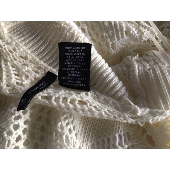 New Directions Cream Open Front Sweater 3X Short Sleeve Open Knit Coquette - Picture 8 of 8